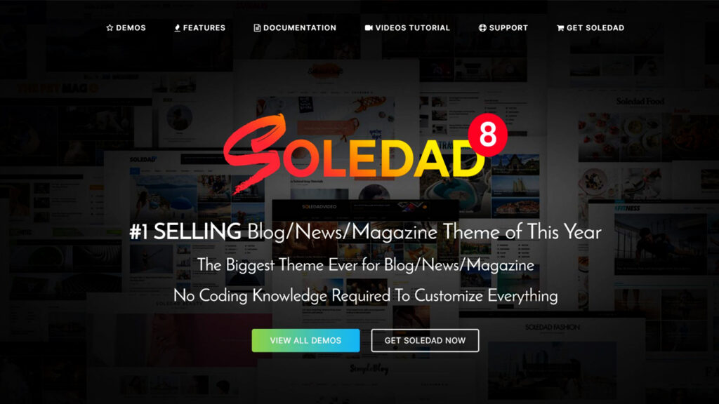Soledad WordPress theme is one of the top 5 best news WordPress themes for 2023.